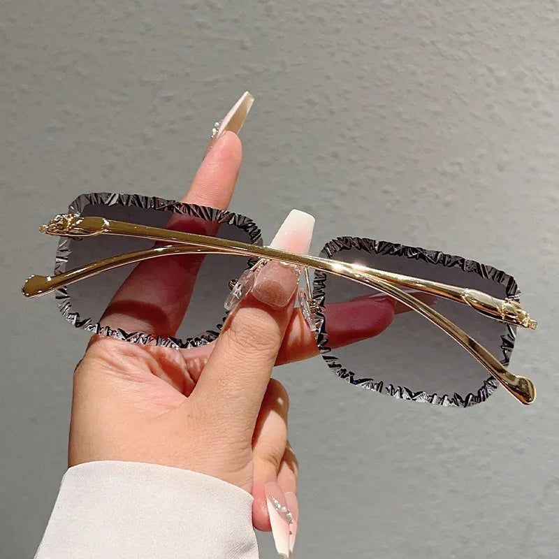 Fashion Luxury Brand Designer Sunglasses Women Men 2026 Leopard Rimless Vintage Elegant Shades Glasses Trendy Cute Sunglasses