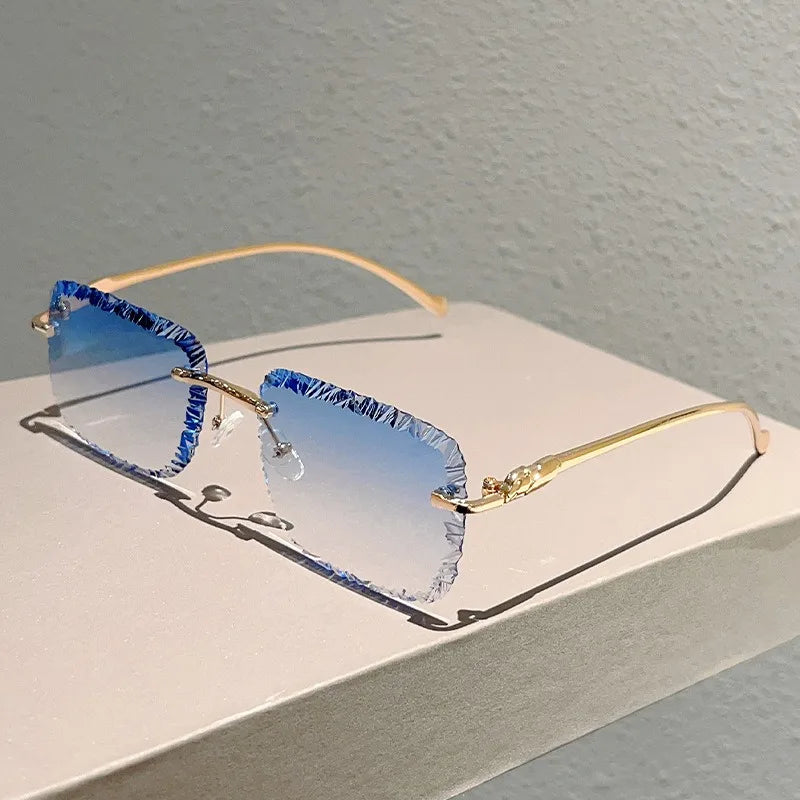 Fashion Luxury Brand Designer Sunglasses Women Men 2026 Leopard Rimless Vintage Elegant Shades Glasses Trendy Cute Sunglasses