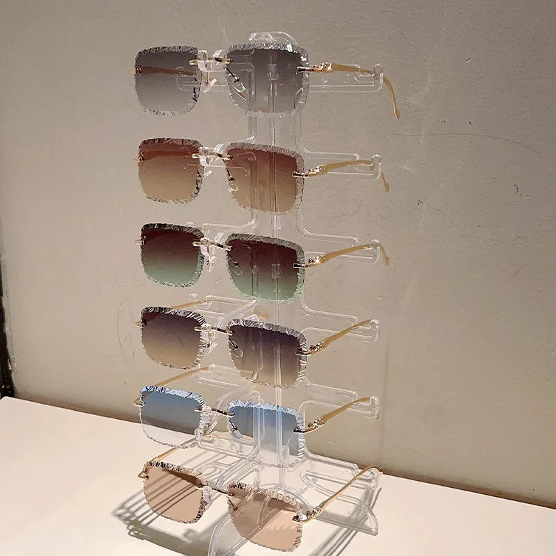 Fashion Luxury Brand Designer Sunglasses Women Men 2026 Leopard Rimless Vintage Elegant Shades Glasses Trendy Cute Sunglasses