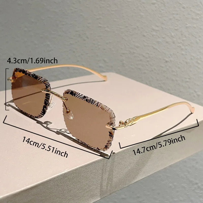 Fashion Luxury Brand Designer Sunglasses Women Men 2026 Leopard Rimless Vintage Elegant Shades Glasses Trendy Cute Sunglasses