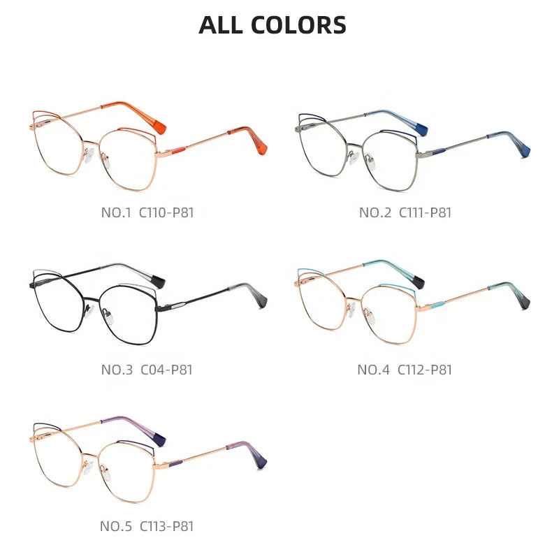 Buy 1 Get 1 Cat Eye Metal Frames 505 Cheap Prescription Glasses Online Customization Astigmatism 0~200 Optical Eyeglasses