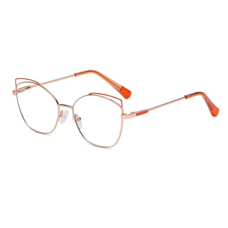 Buy 1 Get 1 Cat Eye Metal Frames 505 Cheap Prescription Glasses Online Customization Astigmatism 0~200 Optical Eyeglasses