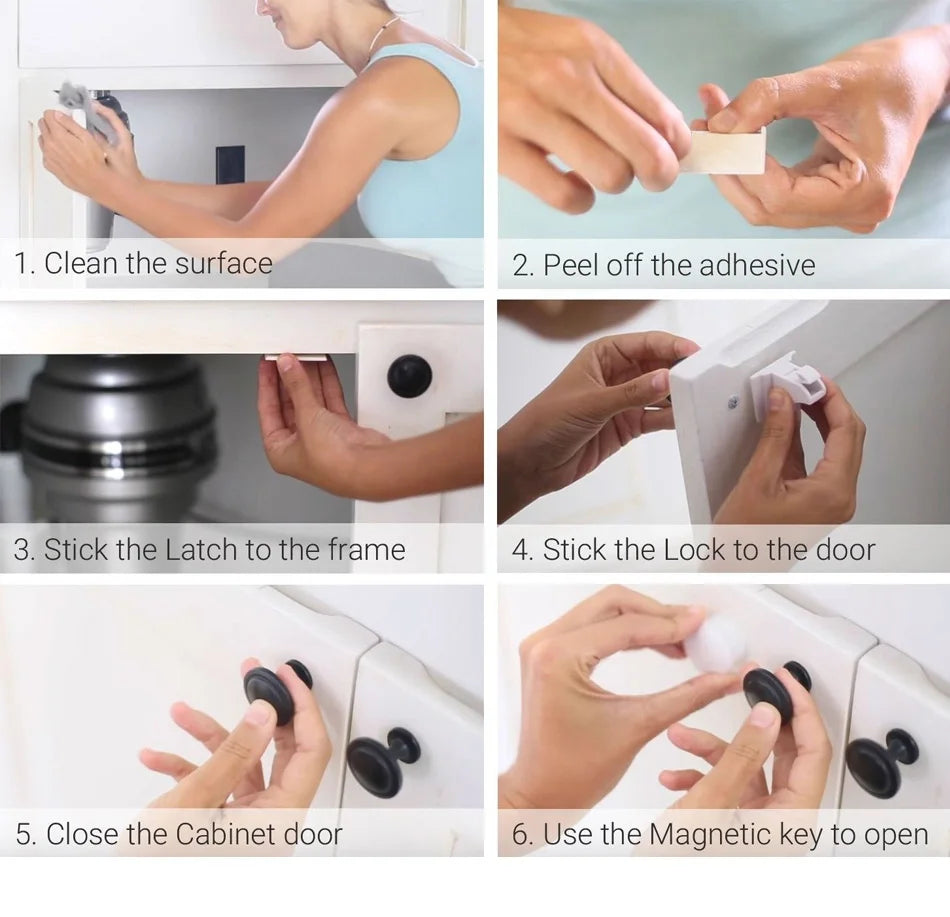 HONTUSEC Kids Security Baby Lock Magnetic Child Lock Cabinet Drawer Door Lock Children Protection Lock No Drilling Baby Lock