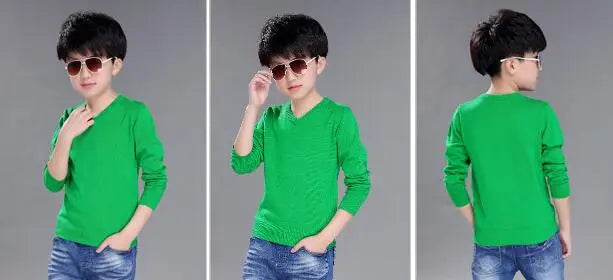 Spring New Boys Sweater Kids Sweater teenager pullovers knitted Sweaters Autumn Winter V-Neck pure Color 4 5 6 7 8 9 10 14years