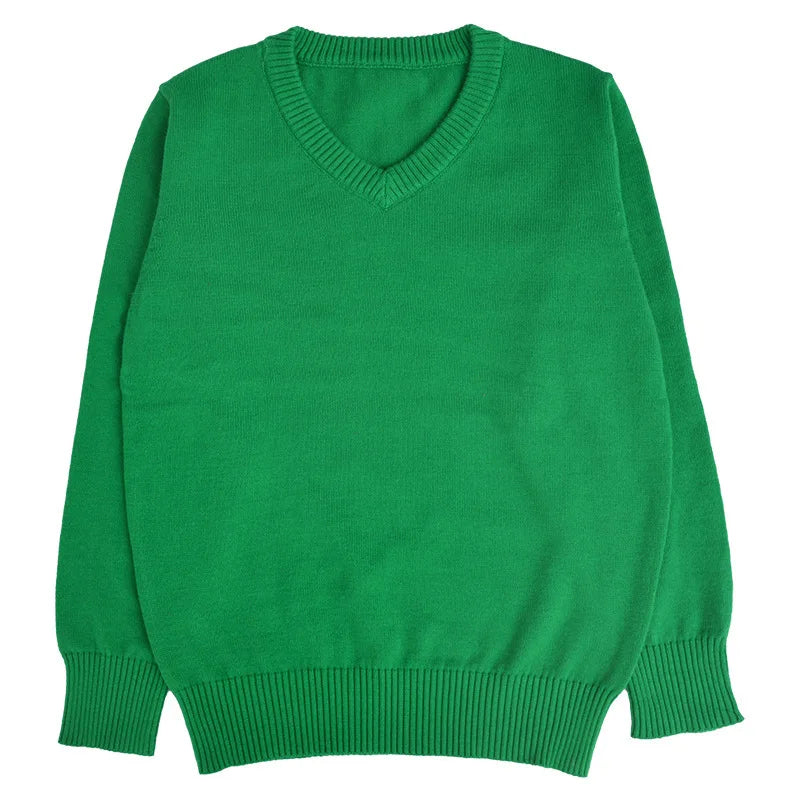 Spring New Boys Sweater Kids Sweater teenager pullovers knitted Sweaters Autumn Winter V-Neck pure Color 4 5 6 7 8 9 10 14years