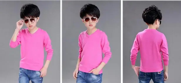 Spring New Boys Sweater Kids Sweater teenager pullovers knitted Sweaters Autumn Winter V-Neck pure Color 4 5 6 7 8 9 10 14years