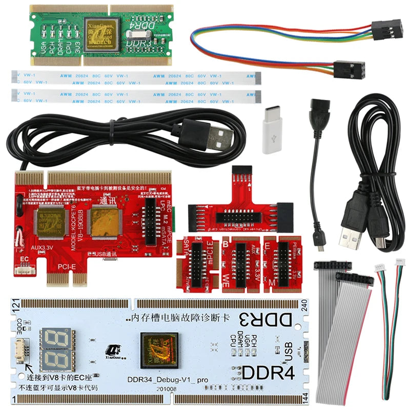 KQCPET6 V8 Motherboard Diagnostic Card Analyzer For Mobile Phone PC Laptop Smart Diagnostic Tester Card USB PCI/PCIE/LPC/PCI-E