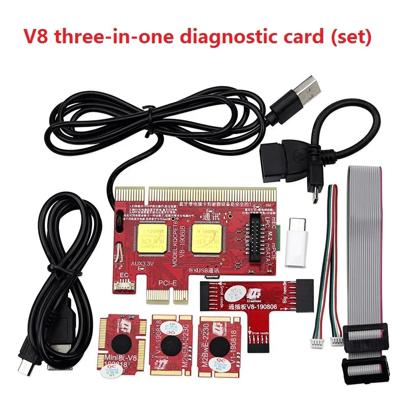 KQCPET6 V8 Motherboard Diagnostic Card Analyzer For Mobile Phone PC Laptop Smart Diagnostic Tester Card USB PCI/PCIE/LPC/PCI-E