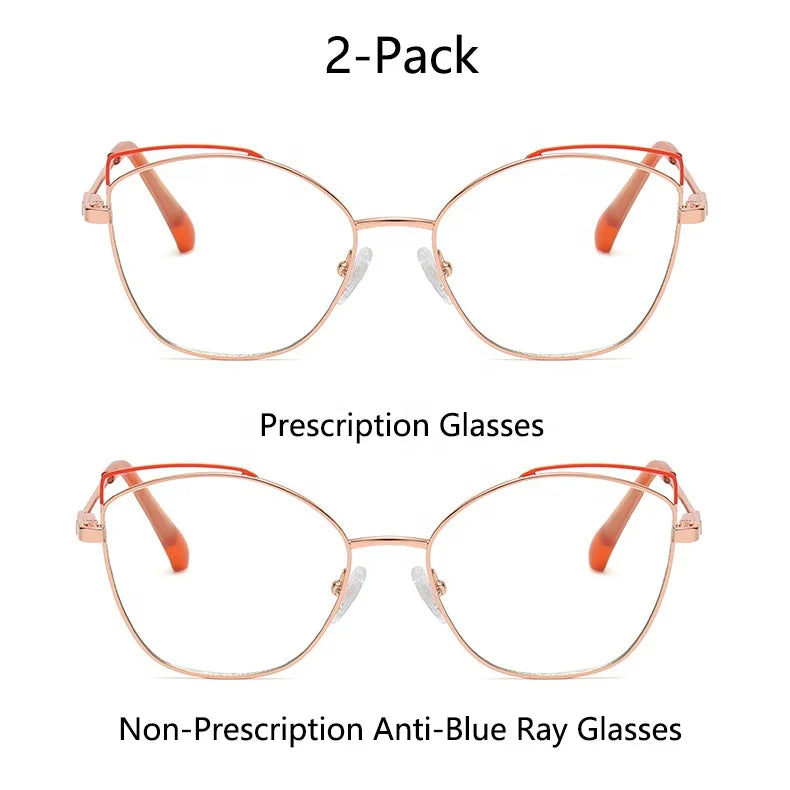 Buy 1 Get 1 Cat Eye Metal Frames 505 Cheap Prescription Glasses Online Customization Astigmatism 0~200 Optical Eyeglasses