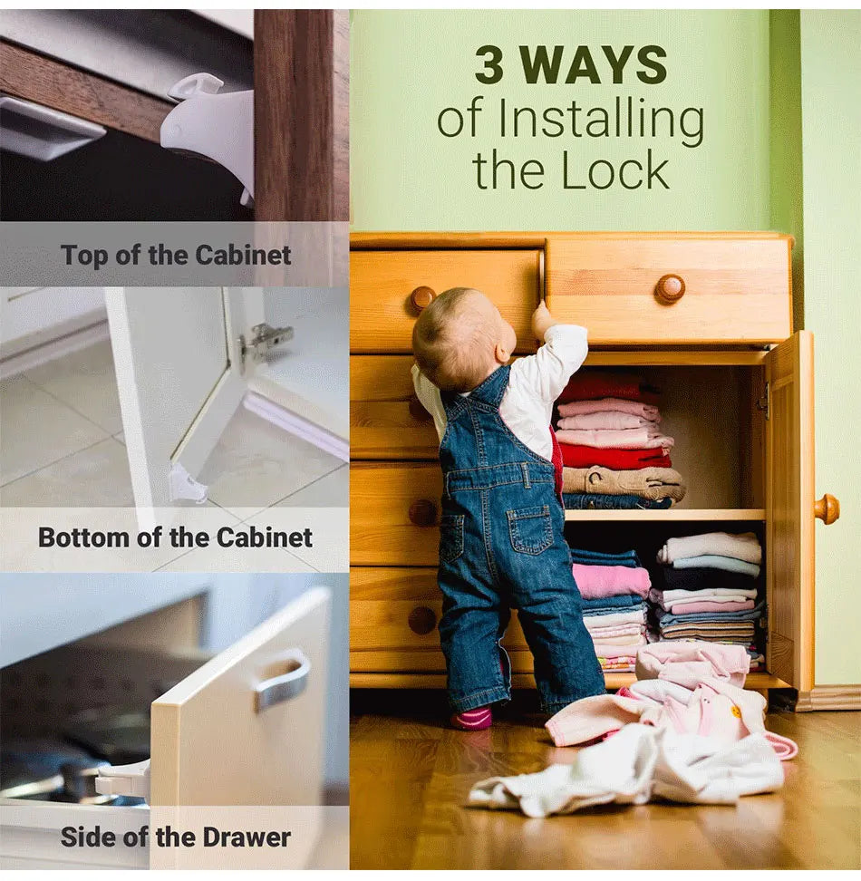 HONTUSEC Kids Security Baby Lock Magnetic Child Lock Cabinet Drawer Door Lock Children Protection Lock No Drilling Baby Lock