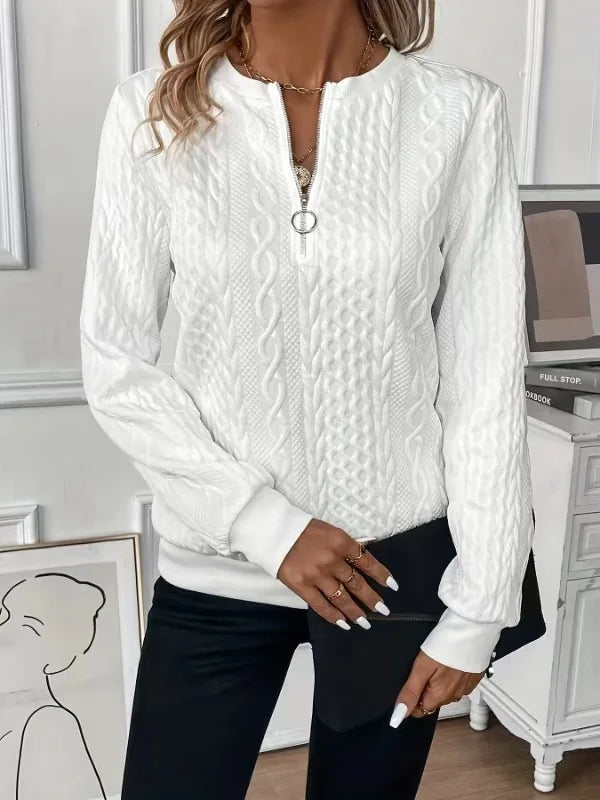 Women's Pullover Sweatshirts New Fashion Elegant Solid Female Zipper Long Sleeve Casual Hoodie Womens Clothing