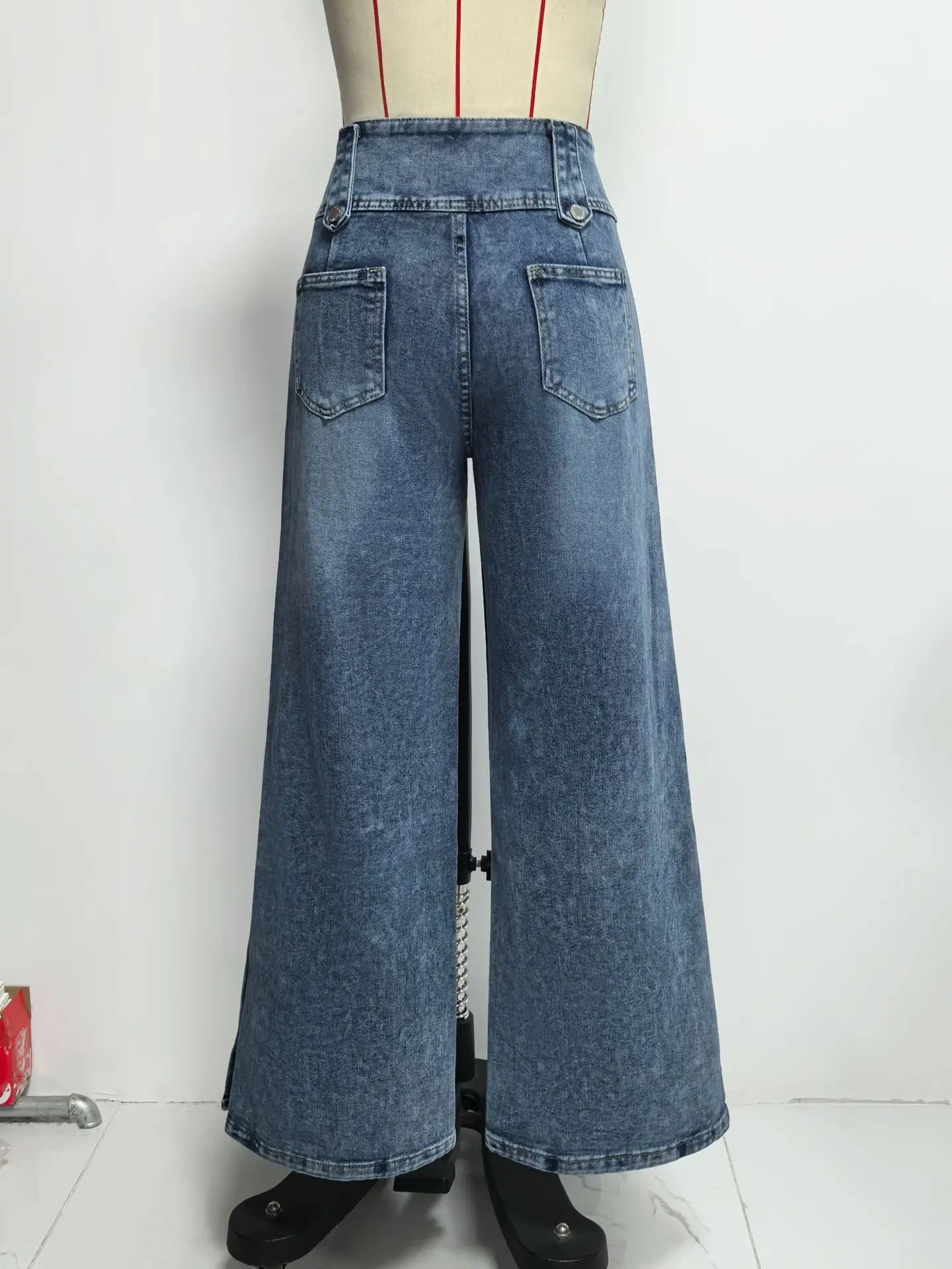 2026 Casual Jeans Pant Pantalones High Waist Wide Leg Trouser Women's Clothing Retro Street Style All-match Buttons Slit Fashion