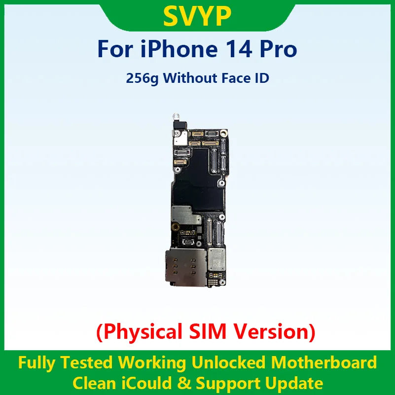 Fully Tested Authentic Mainboard For iPhone 14 Pro Max Unlocked Motherboard With Face ID Cleaned iCloud Physics SIM Version
