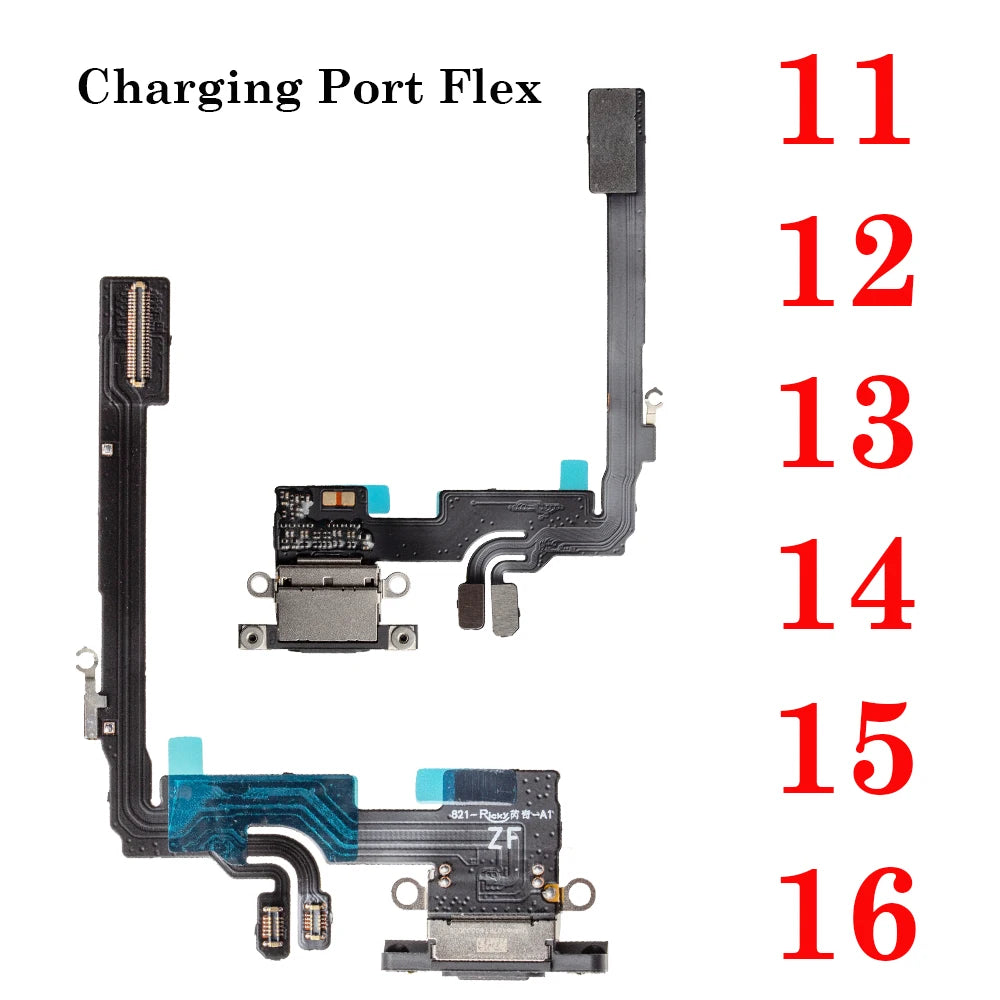 New Charging Port Flex Cable For iPhone 16 15 14 13 12 11 Pro Max Mini Plus USB Charger Dock Connector With Microphone Ribbon