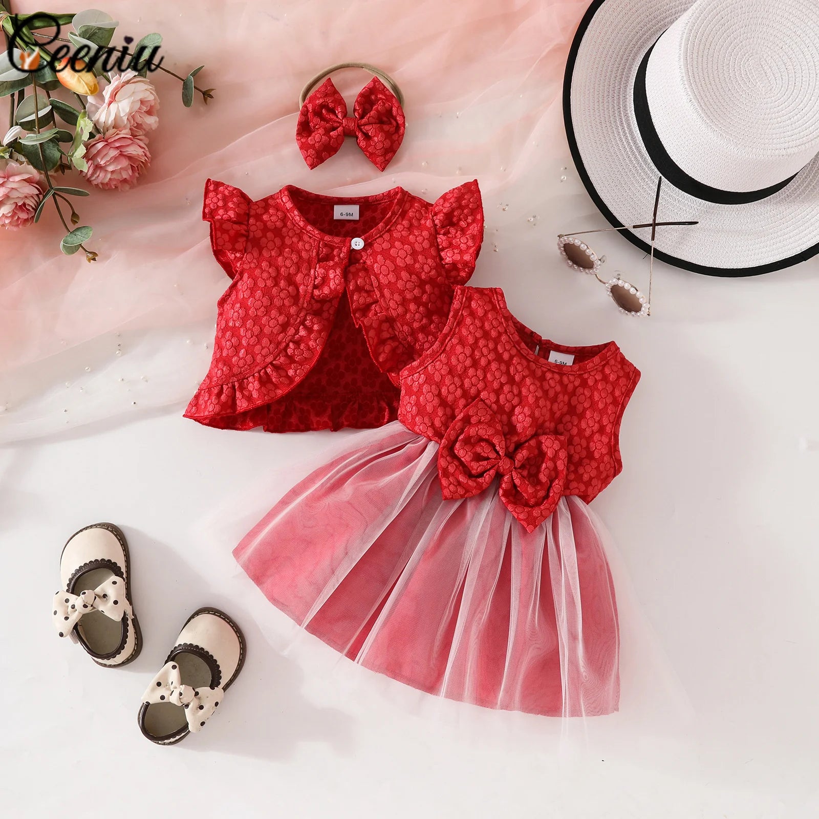Ceeniu Baby Dresses For Birthday Long Sleeve Ruffles Bow Butterfly Party Dress For Girls 2024 Toddler Newborn Girl Clothes 2024