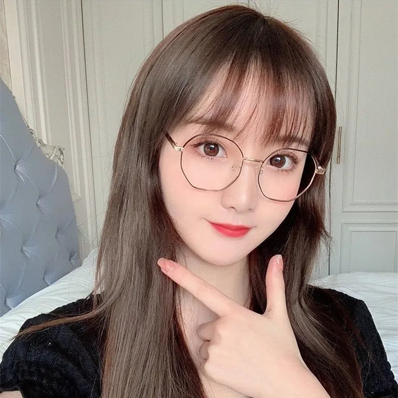 Women Polygon Frame Tansparent Glasses Trend Ultra-Light Anti-blue Light Glasses Flat Mirror Computer Eyeglasses 2024