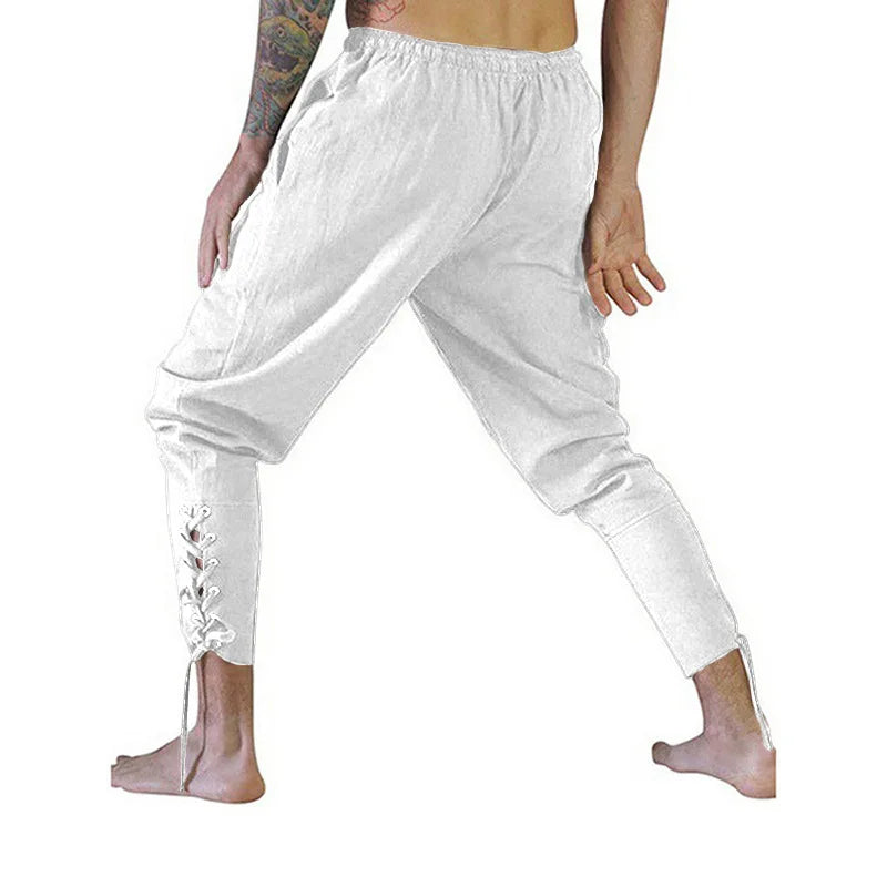 Pirate Pant Viking Costume for Men Renaissance Medieval Pants Drawstring Shorts Halloween Costume Adult Cosplay