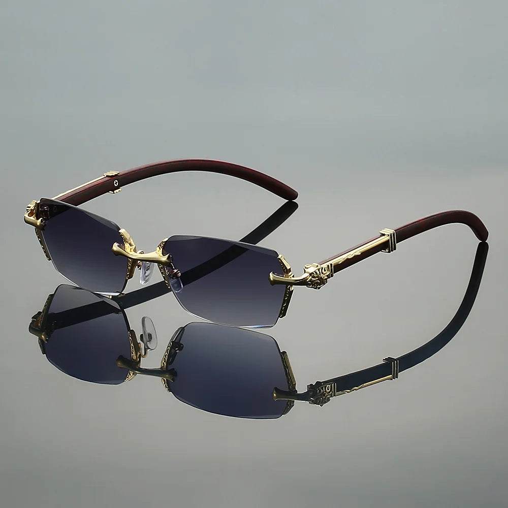 KAMMPT Semi-rimless Rectangle Sunglasses Men 2026 New Gradient Multi-color Shades Women Trendy Luxury Brand Design Sun GlassesJ