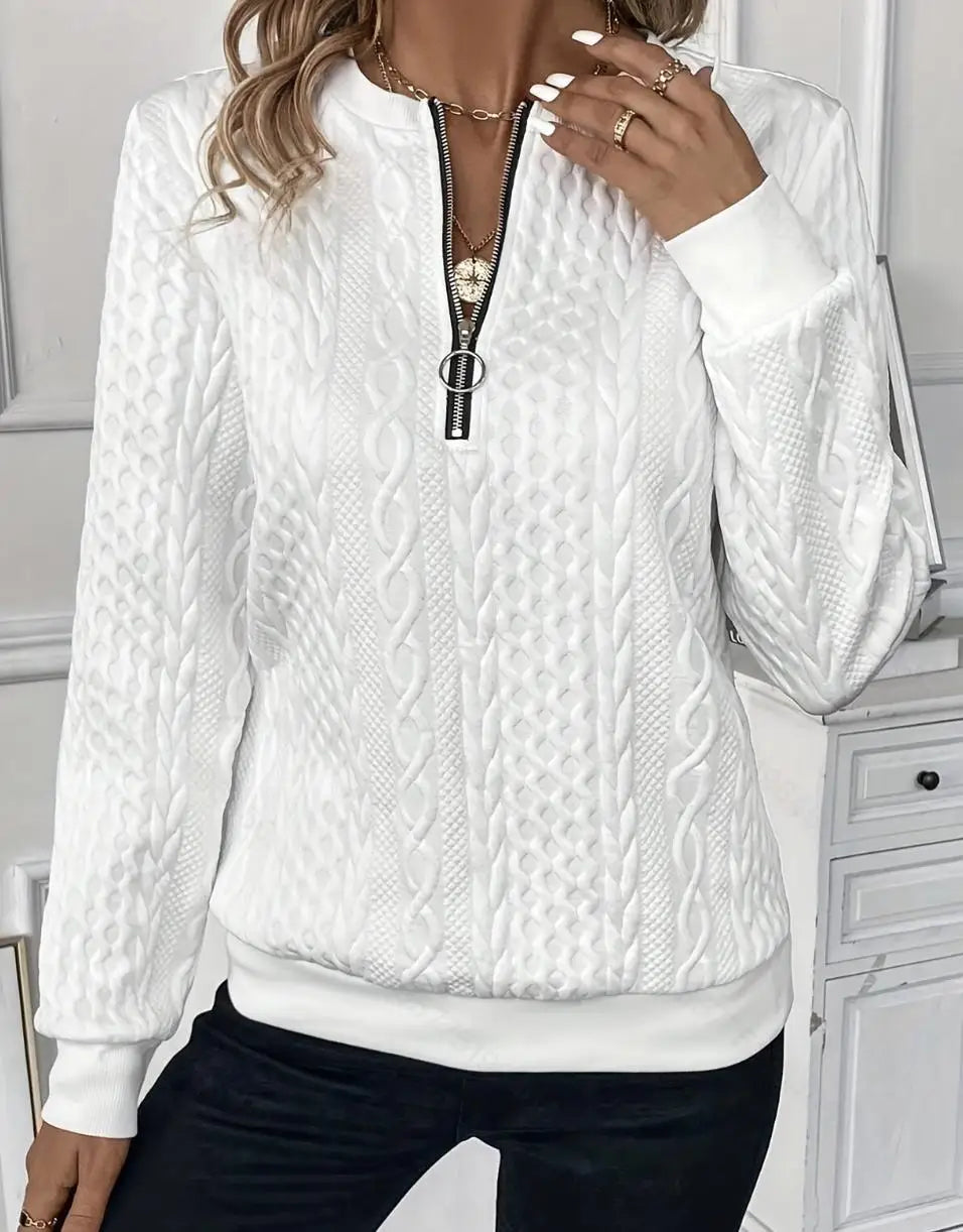 Women's Pullover Sweatshirts New Fashion Elegant Solid Female Zipper Long Sleeve Casual Hoodie Womens Clothing