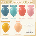 60pcs Boho Rainbow Balloons 10inch with Dusty Blue Mustard Yellow Pink Nude Balloons for Baby Shower Birthday Party Decor
