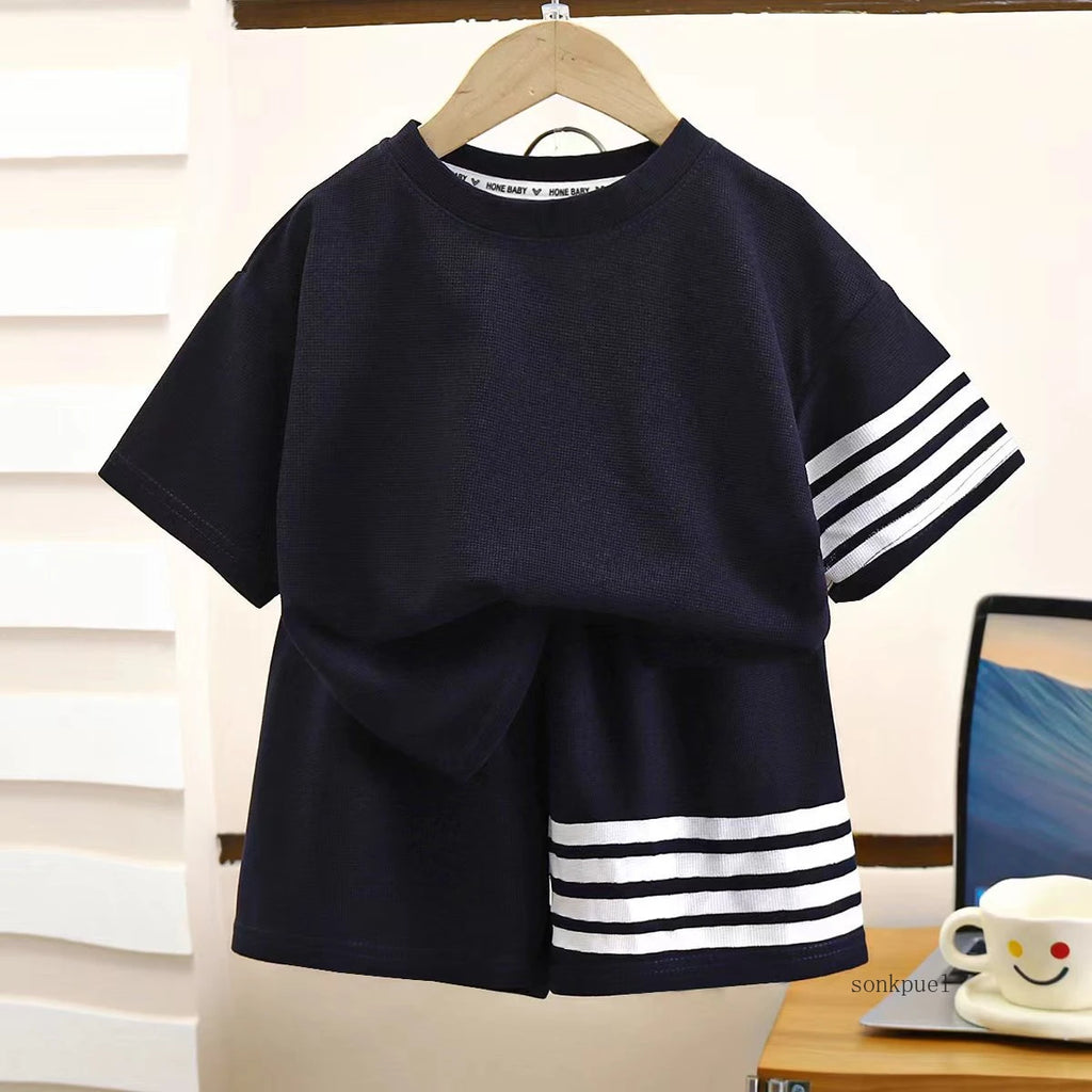 2pcs Baby Sports Suits Summer Clothes Boys Girls Casual Short Sleeve Shorts Two Piece/Set Children Solid Color Trendy Tracksuits