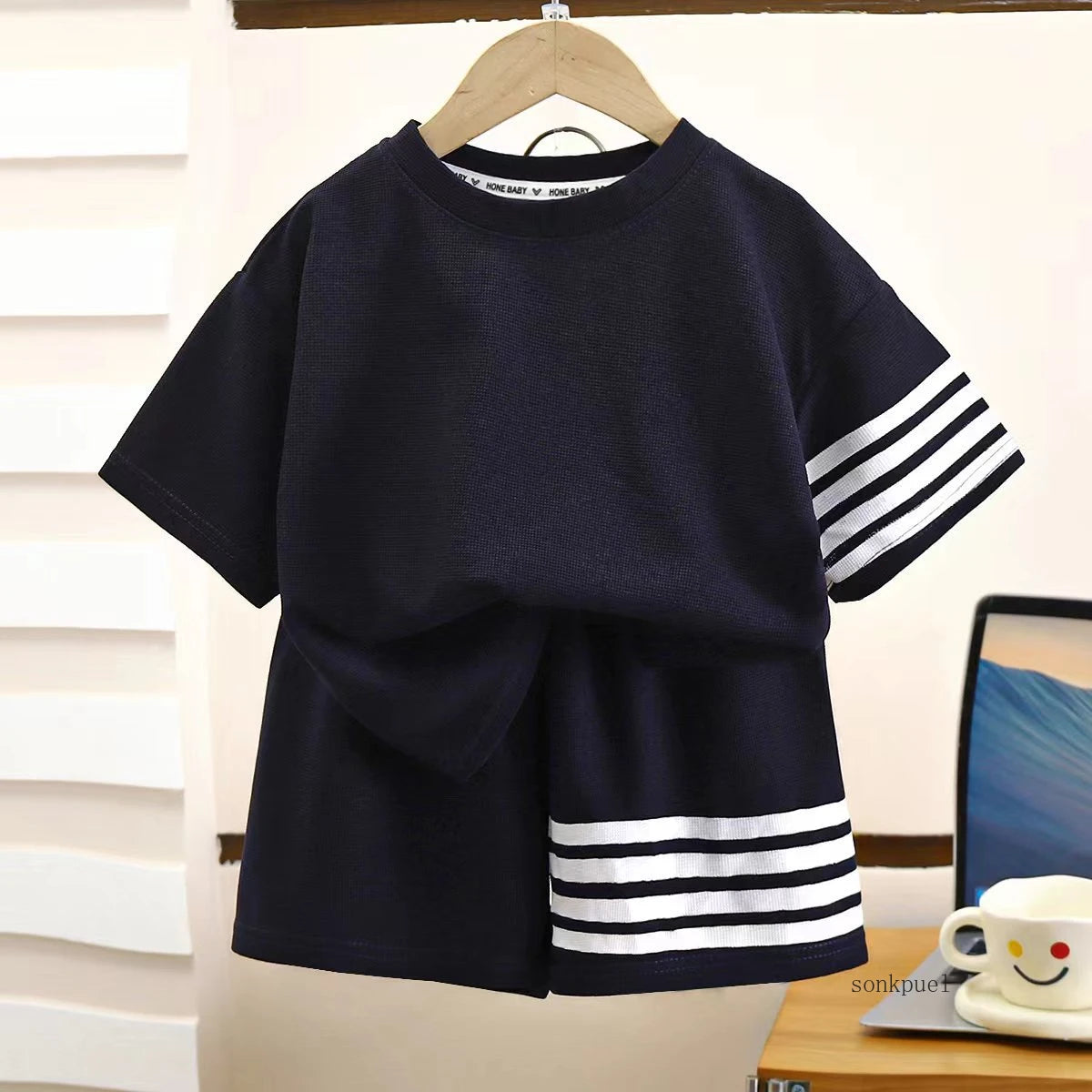 2pcs Baby Sports Suits Summer Clothes Boys Girls Casual Short Sleeve Shorts Two Piece/Set Children Solid Color Trendy Tracksuits