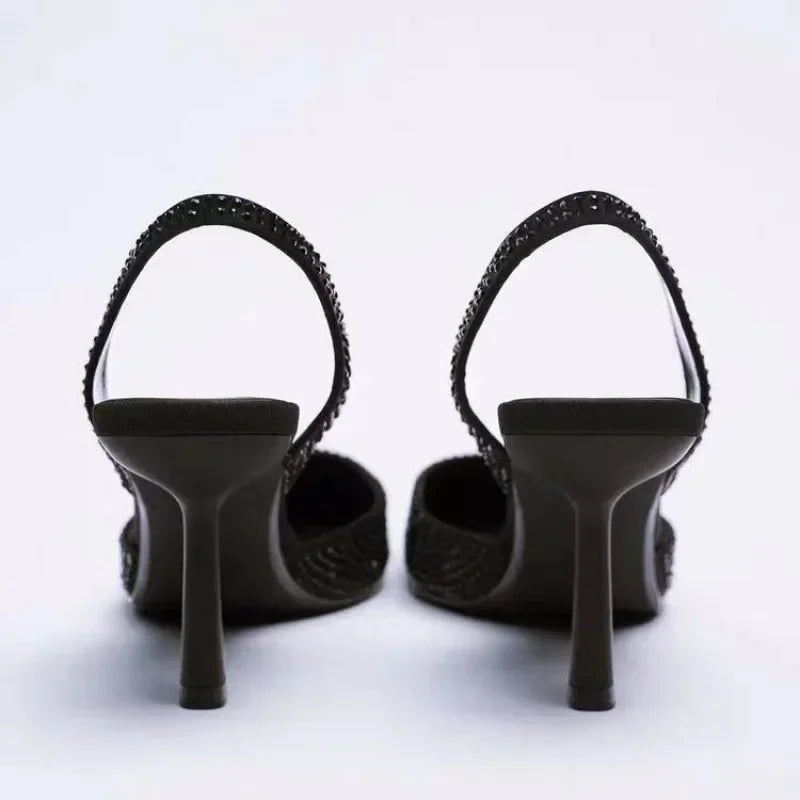 Summer Women's Sandals New Spring Sandals Elegant Women's High Heels Pointed Toe Back High Heels Fashion Women's Shoes Sandals