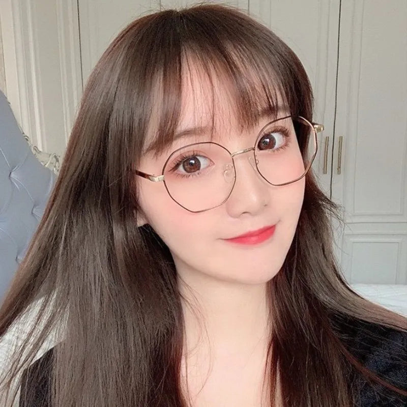 Women Polygon Frame Tansparent Glasses Trend Ultra-Light Anti-blue Light Glasses Flat Mirror Computer Eyeglasses 2024