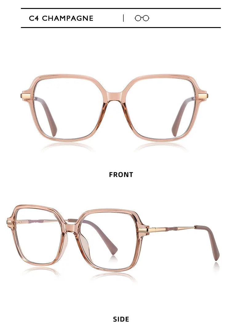 KANSEPT Square Large Frame Women's Glasses Anti-Blue Light Reading Glasses Customizable Prescription Luxury Mens Lenses to Read