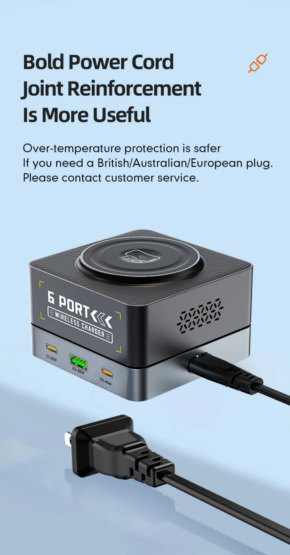 200W 7-in-1 Smart Charger PD Fast Charging USB Type C Power Station for iPhone 16 15 pro Max Multi-Device Charging Station