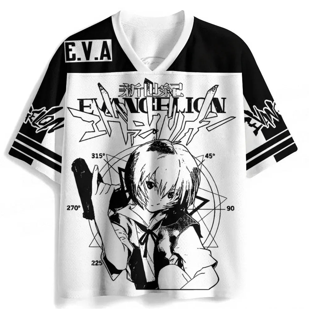 Neon Genesis Evangelion Rei Fashion Trend Lining V-neck Short Sleeved Best-selling
