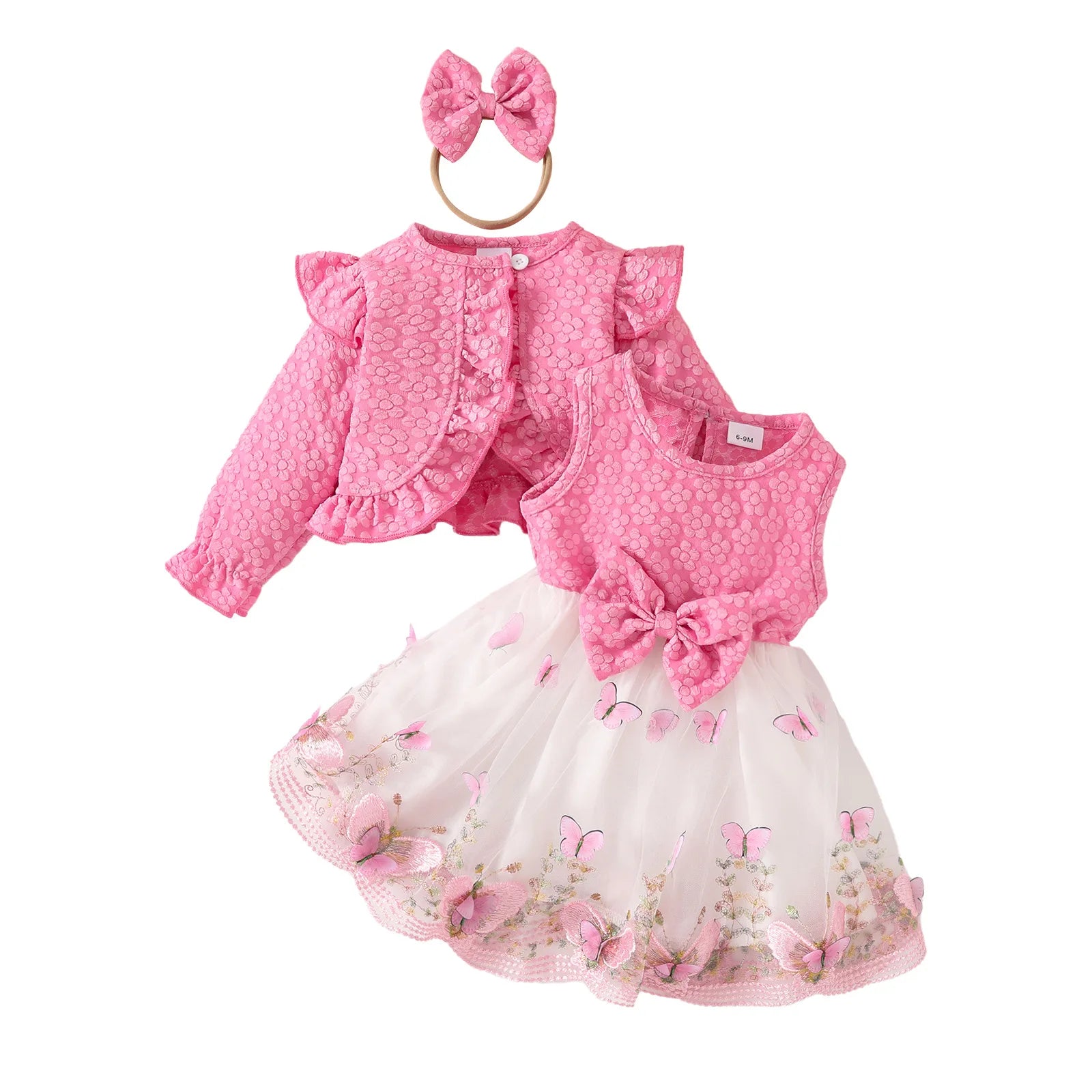 Ceeniu Baby Dresses For Birthday Long Sleeve Ruffles Bow Butterfly Party Dress For Girls 2024 Toddler Newborn Girl Clothes 2024