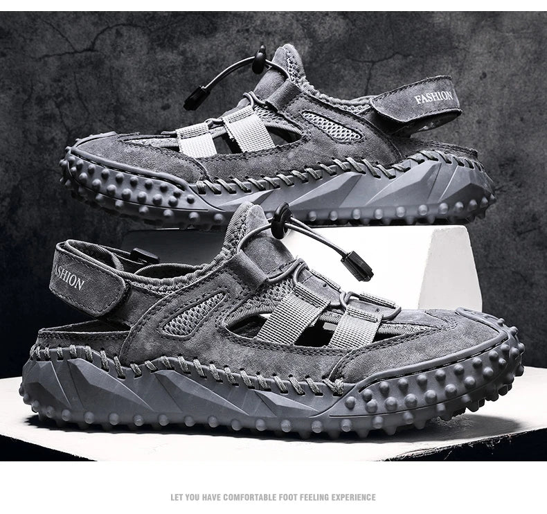 Summer Men Sandals Genuine Leather Mens Casual Shoes Outdoor Men Leather Sandals for Men Beach Shoes Roman mens Shoes
