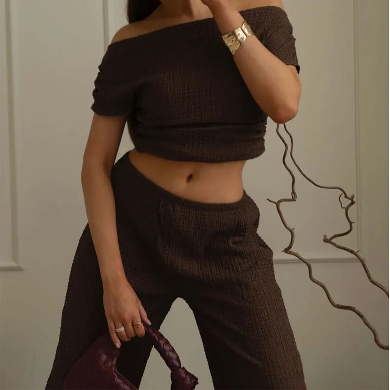 Pant Sets Linen Summer Women's Suit Korea New Two-Piece Elegant Female Sets Women's Corset Crop Top Street Wear Casual Women Set