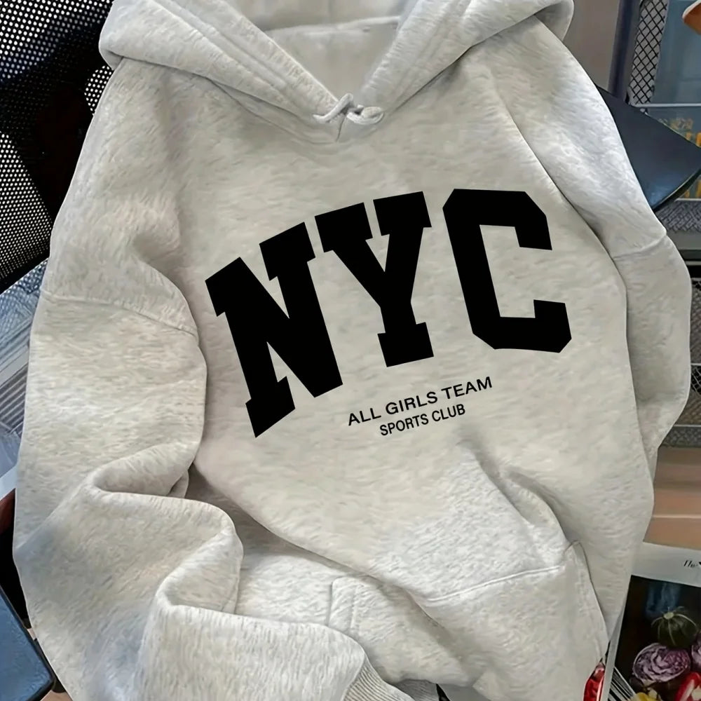 Men's long-sleeved pullover with fashionable New York print design A cozy comfortable warm sweater suitable for autumn winter