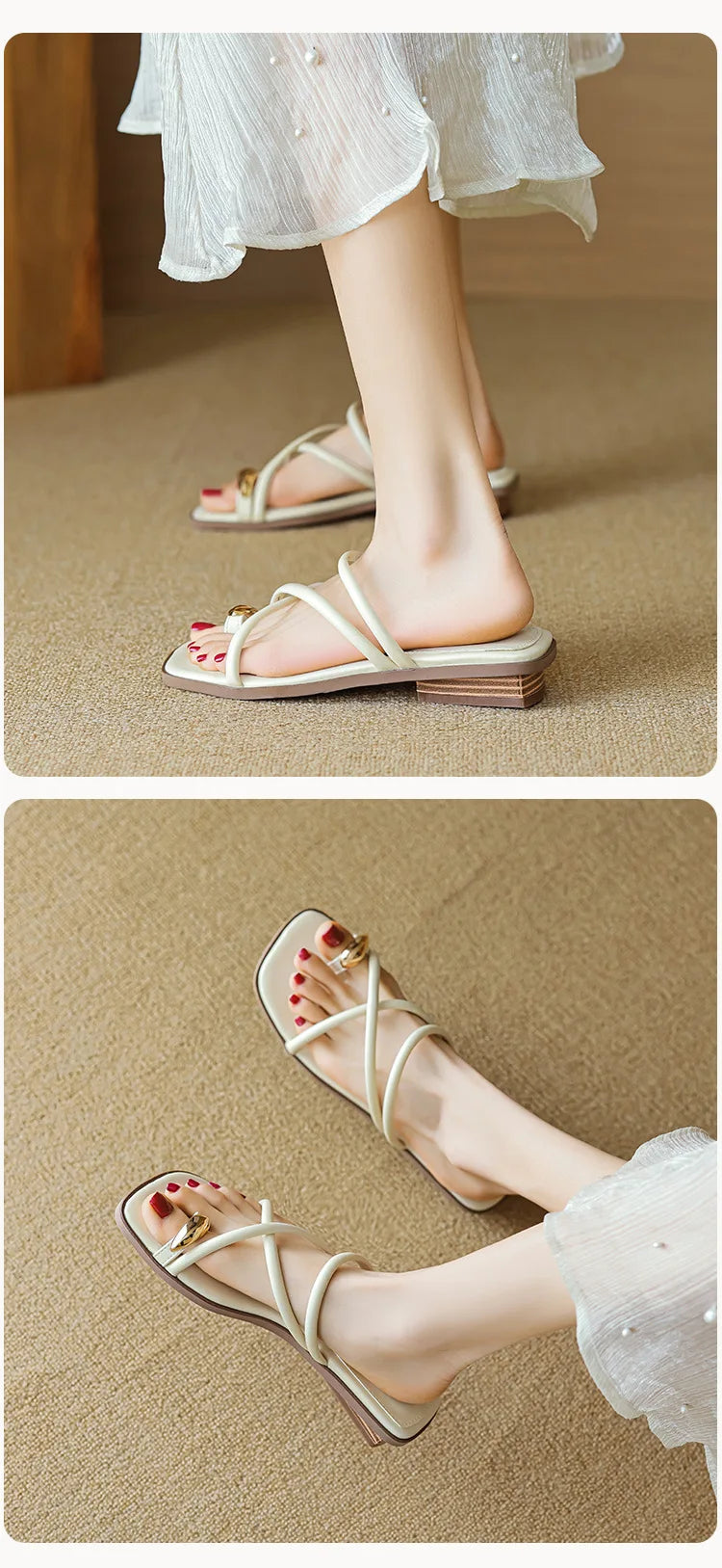 Women's summer sandals for outdoor wear2026New low-heeled women's slippers