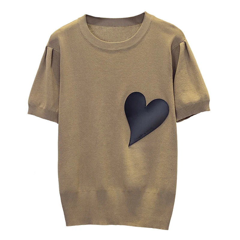 Spring Summer New Fashion Cashmere Sweater Women Knitted Short Sleeve Pullover Women Sweter Loose O-Neck Korean Version Tops