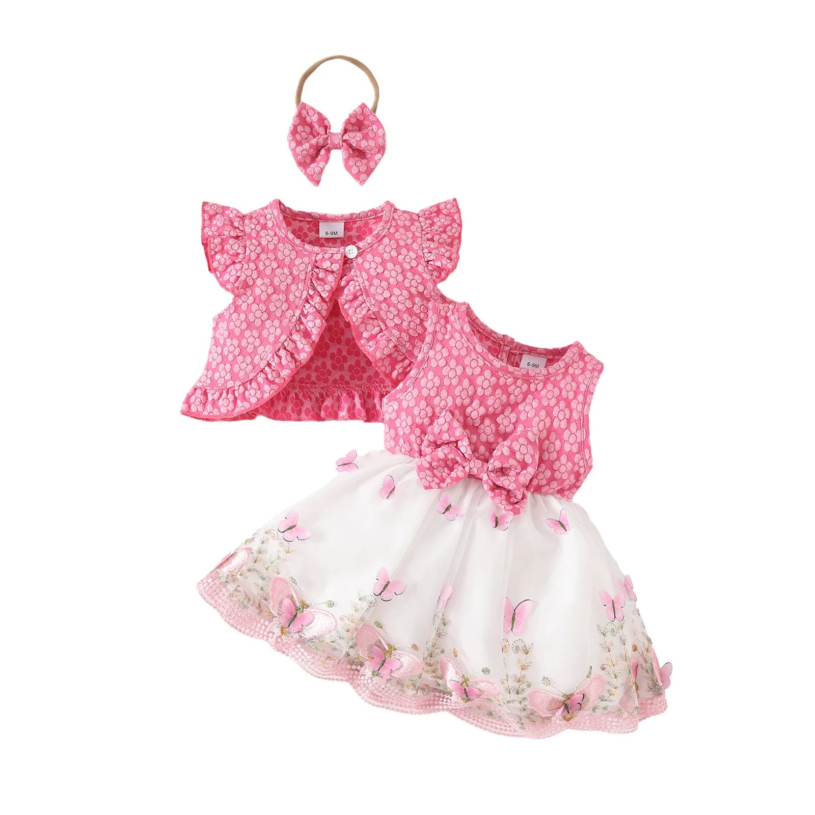 Ceeniu Baby Dresses For Birthday Long Sleeve Ruffles Bow Butterfly Party Dress For Girls 2024 Toddler Newborn Girl Clothes 2024