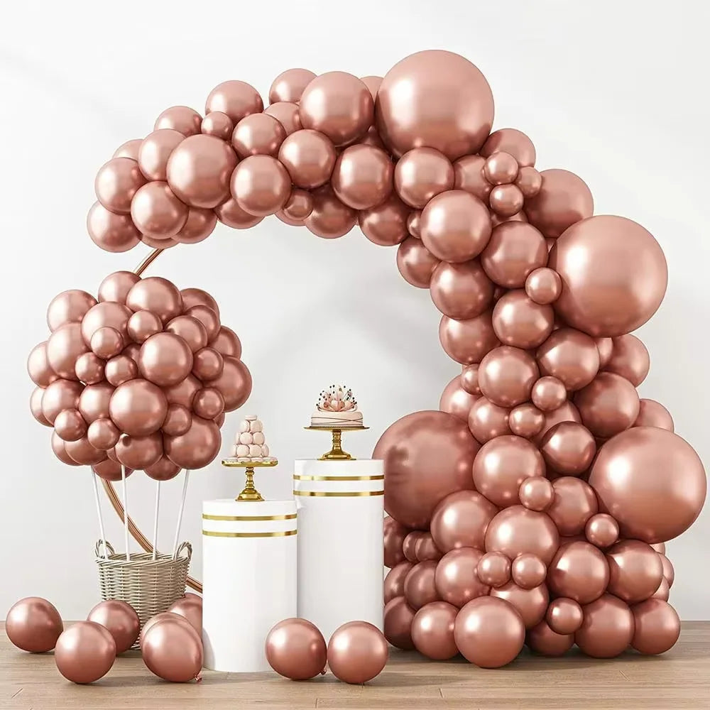 Metallic Gold Latex Balloons Set, Multi-Size Balloon Arch Kit for Birthday Party, Wedding, Graduation, Baby Shower Decorations