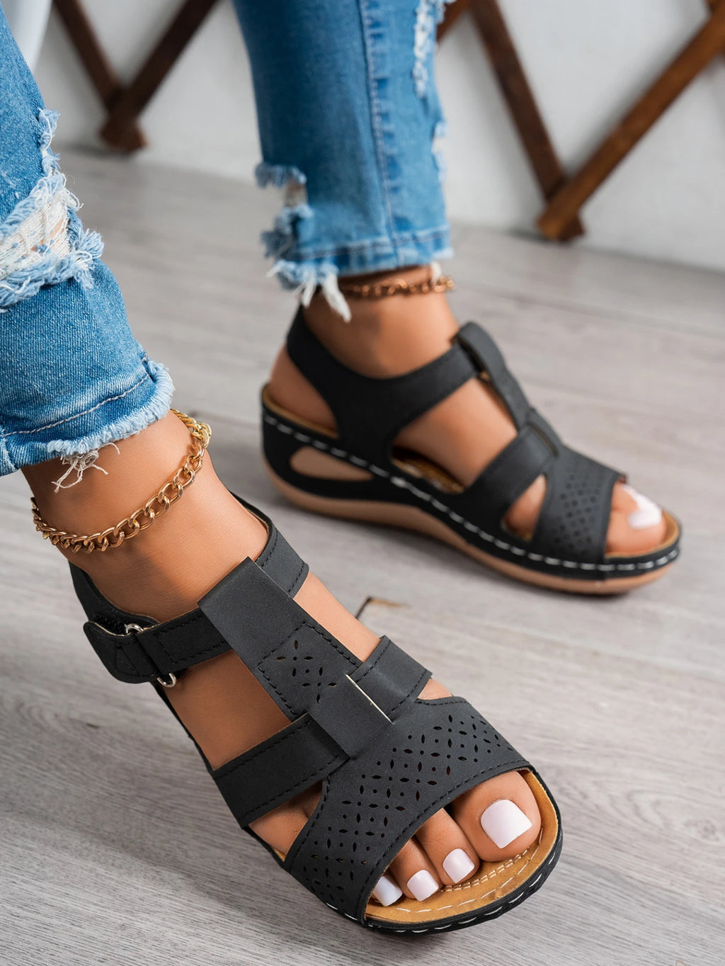 Summer Wedge Sandals for Women 2026 New Fashion Non Slip Beach Shoes Woman Lightweight Casual Platform Plus Size Sandals Women