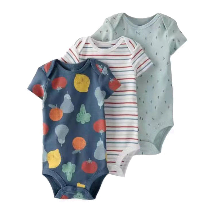 6m-24M Children's Clothing Summer New Baby Short Sleeved Romper 5pcs Cotton Jumpsuit Set Newborn Boy Clothes Bodysuit Ropa Bebe