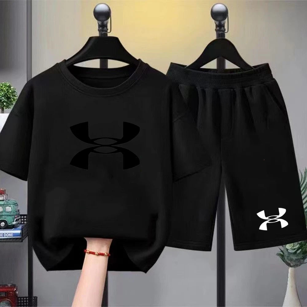 Summer Clothes Boys Girls Age 3-12 Tee+shorts suit Children Short Sleeve T-shirts Child Loose Casual Pink Black Fashion white