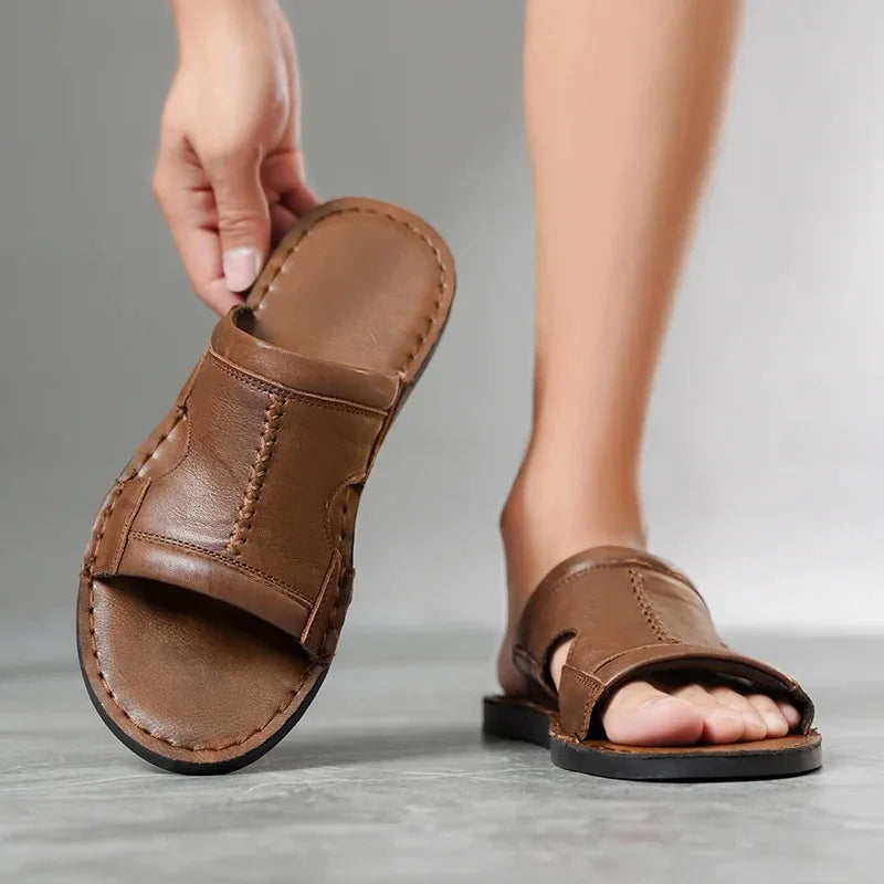 Summer Men Sandals Genuine Leather Mens Casual Shoes Outdoor Men Leather Sandals for Men Beach Shoes Roman mens Shoes