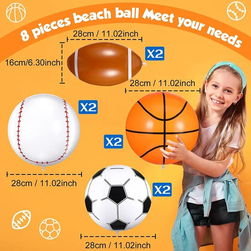 Inflatable Beach Ball Football Baseball Rugby Basketball Swimming Pool Inflatable Toy Ballon Hello Summer Sports Kids Gift Balon
