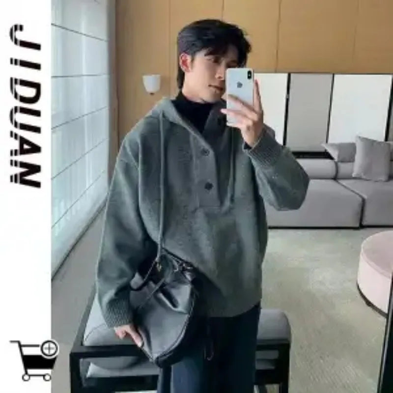 Pullover Sweater Jacket Men's Autumn and Winter American Retro Hooded Korean Style Wear