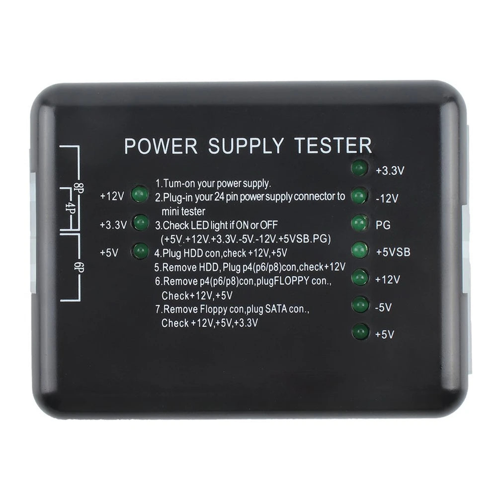 20/24 Pin for PSU ATX SATA HDD  Checker Meter Measure LED Indication Diagnostic Tool Testing for PC Computer Power Supply Tester