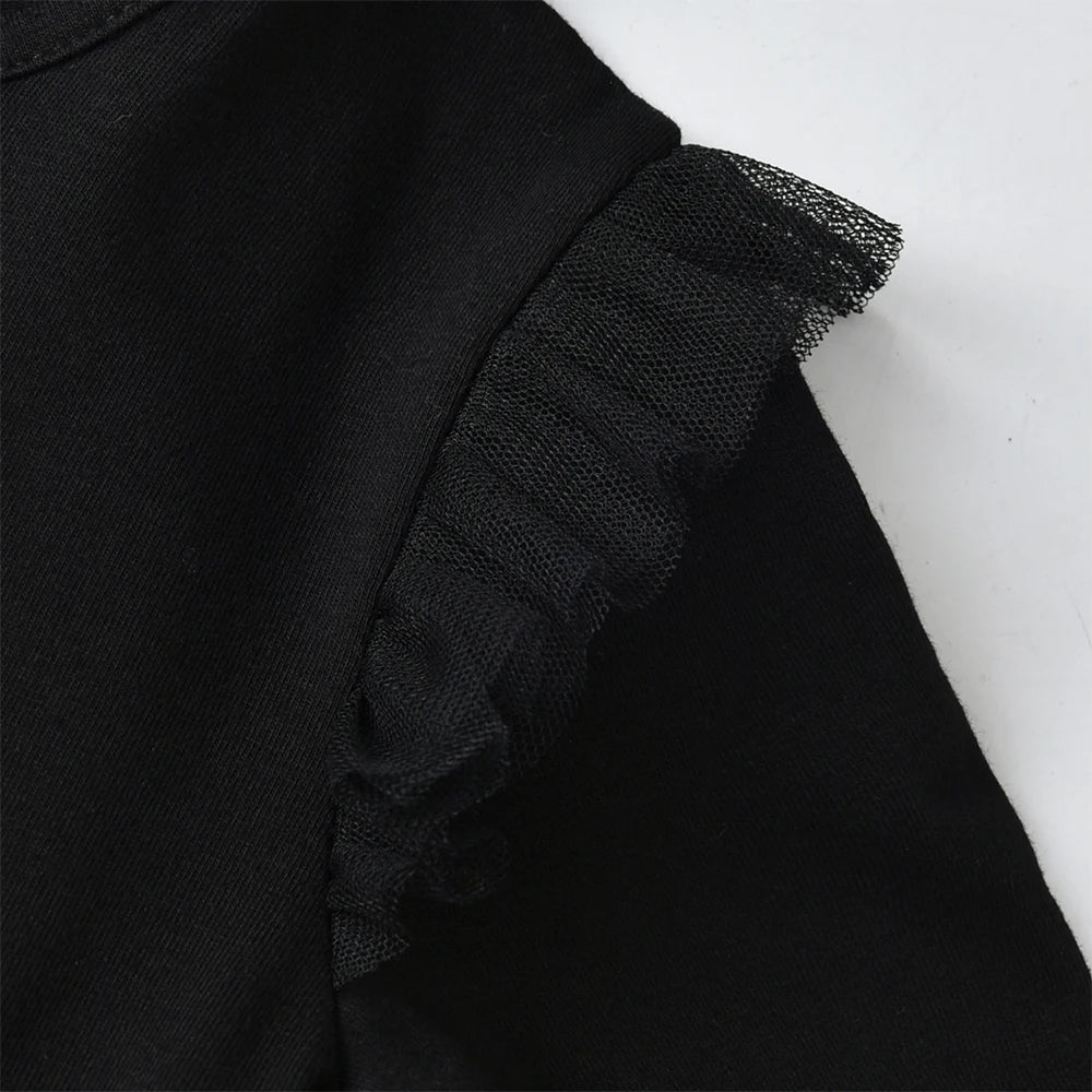 DXTON Children Girls Halloween Dress Irregular Mesh Cosplay Party Kids Baby Dresses Pumpkin Festival Party Toddler Clothes 3-12Y