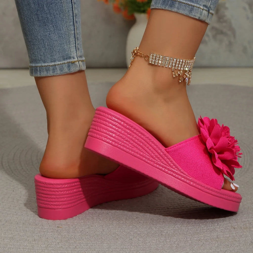Summer Women Sandals Lightweight Slip on Shoes Women Platform Female Sandals Fashion Flower Hollow Wedge Beach Shoes for Women