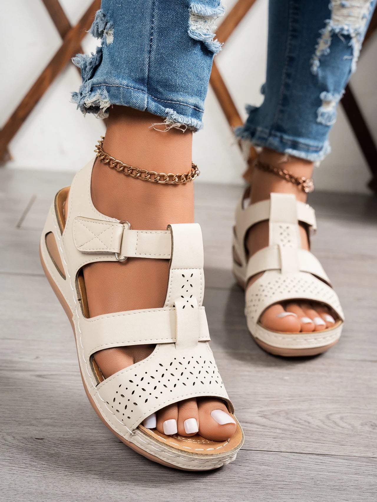 Summer Wedge Sandals for Women 2026 New Fashion Non Slip Beach Shoes Woman Lightweight Casual Platform Plus Size Sandals Women