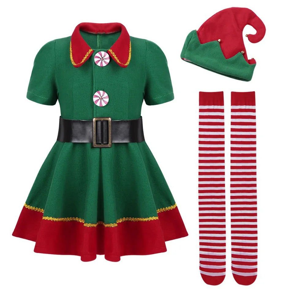 Baby Girl Clothes Pajamas Sets Boys Tops Set Child Christmas Gift Carnival Party Dress Kids Halloween Elf Cosplay Costumes Suit
